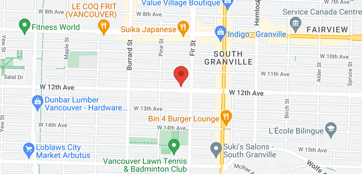 map of 1635 W 12TH AVENUE